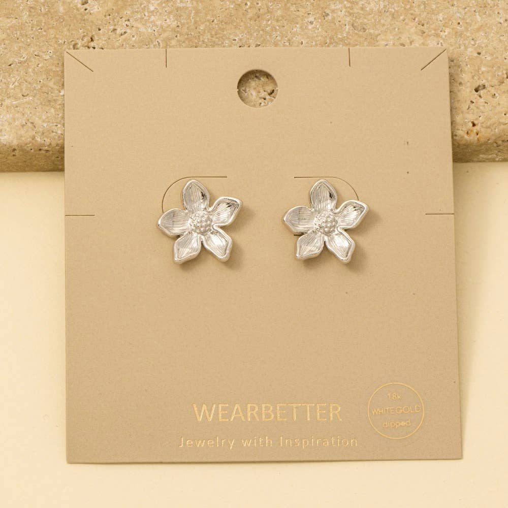 Metallic Flower Stud Earrings