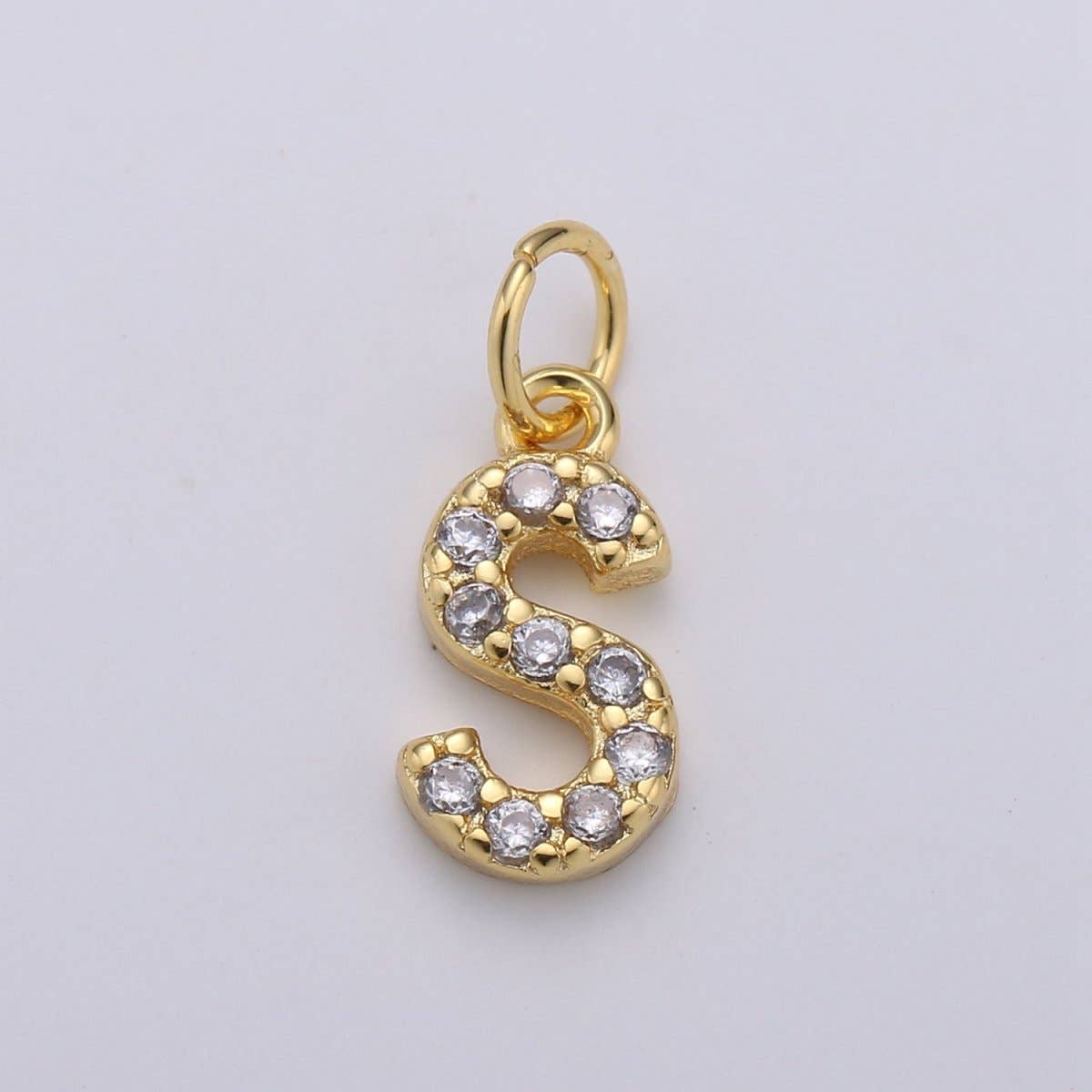 14k Gold Filled Tiny CZ Initial, Letter Alphabet Micro Pave charms Dainty Gold Cubic Pendant Charm for Necklace Bracelet Earring Add on A-099 to A-111