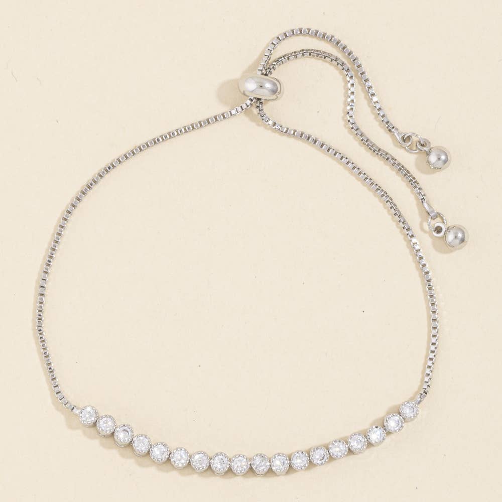 Milgrain Bezel Cz Tennis Bolo Bracelet
