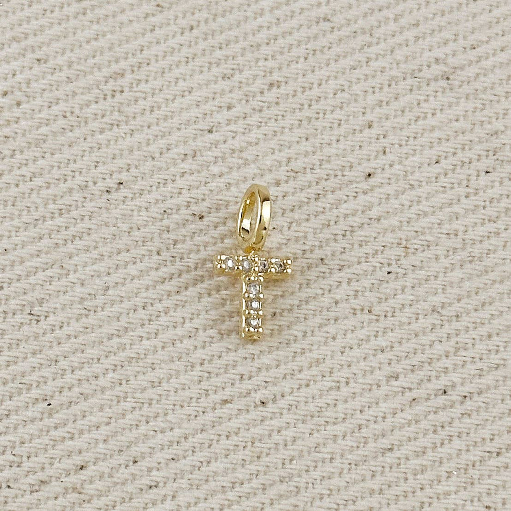 18k Gold filled Micro CZ Initial Letter Charm