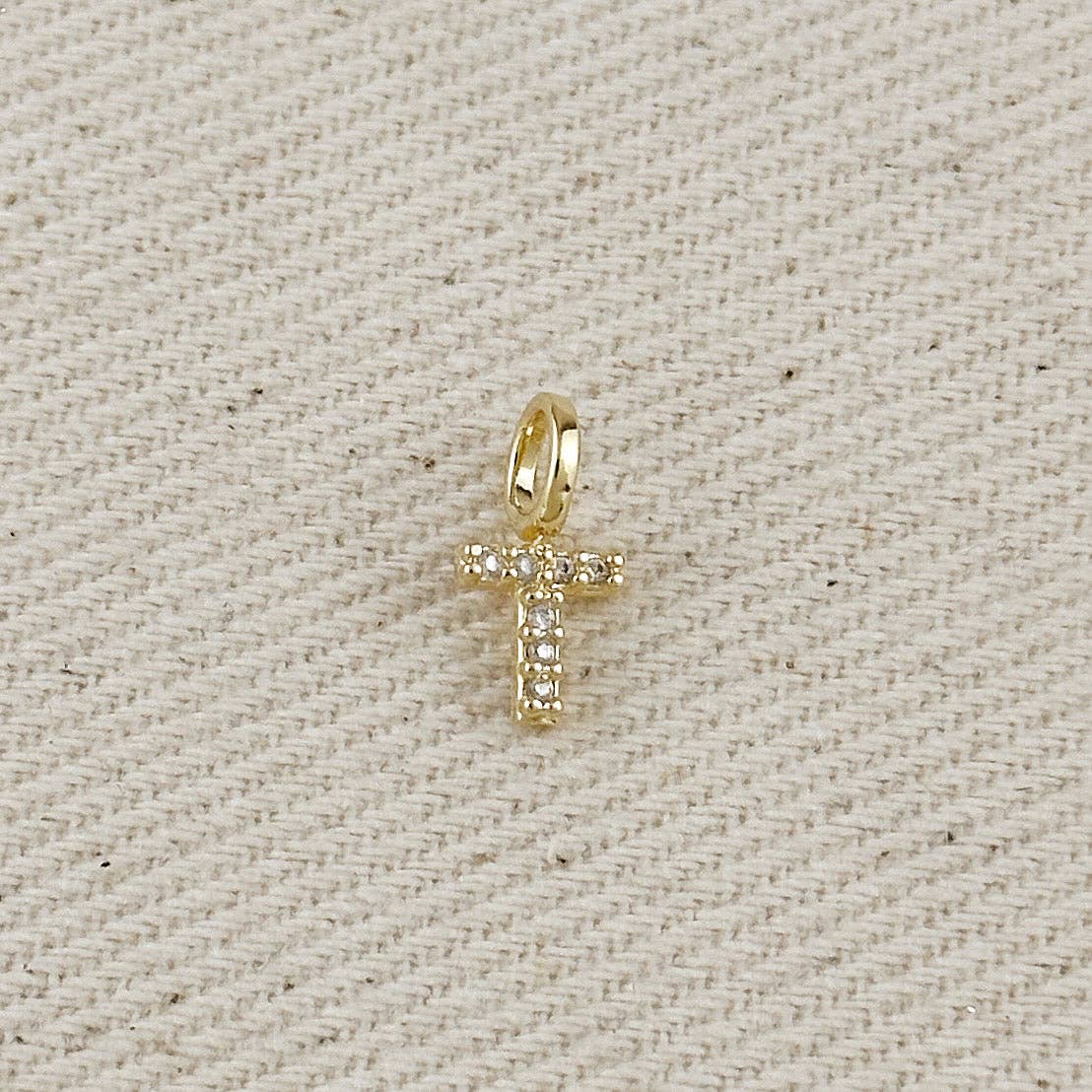 18k Gold filled Micro CZ Initial Letter Charm