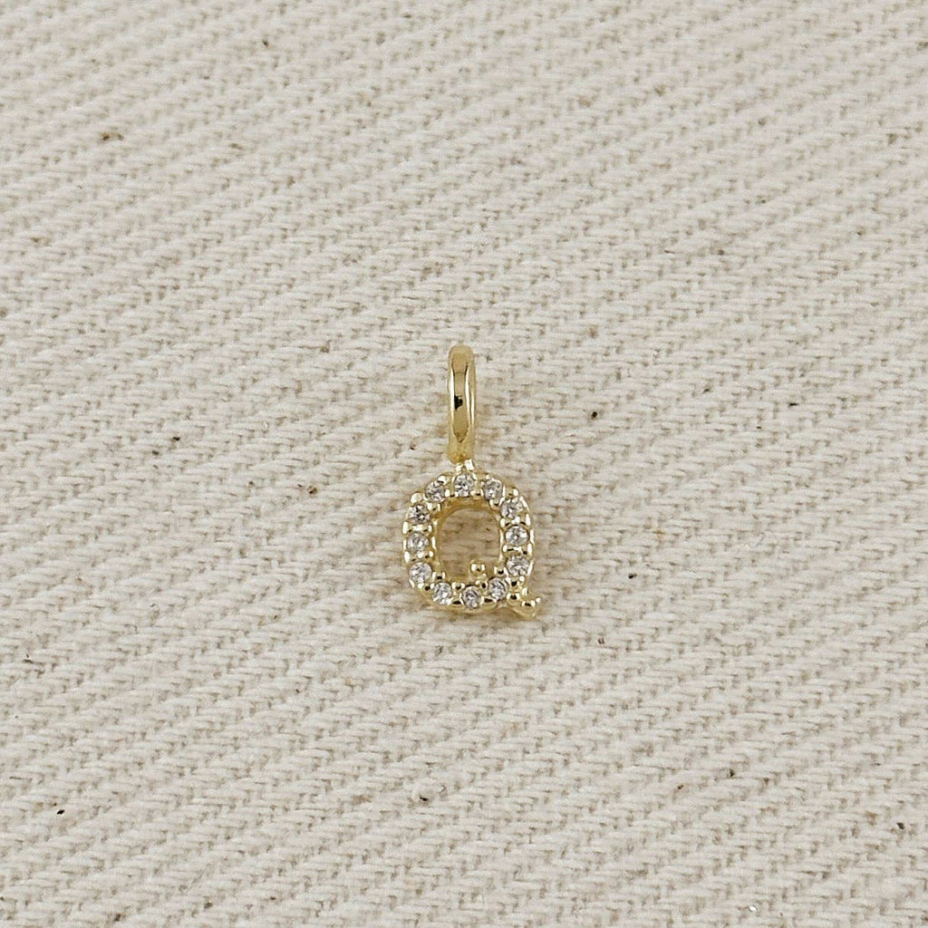 18k Gold filled Micro CZ Initial Letter Charm