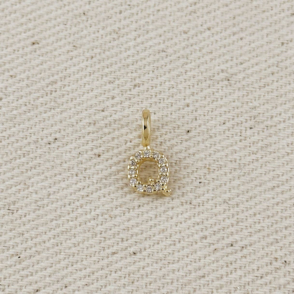18k Gold filled Micro CZ Initial Letter Charm