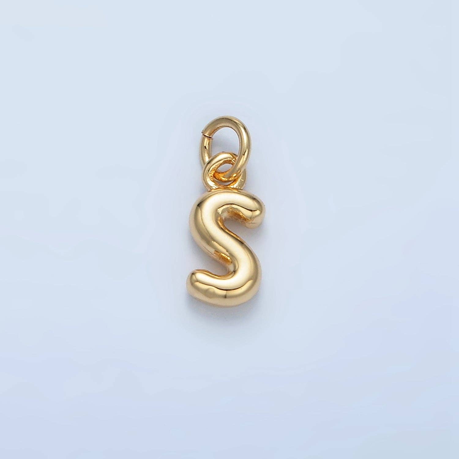 16K Gold Filled 10mm Initial Letter Chubby Balloon Mini Charm | A1591 - A1603