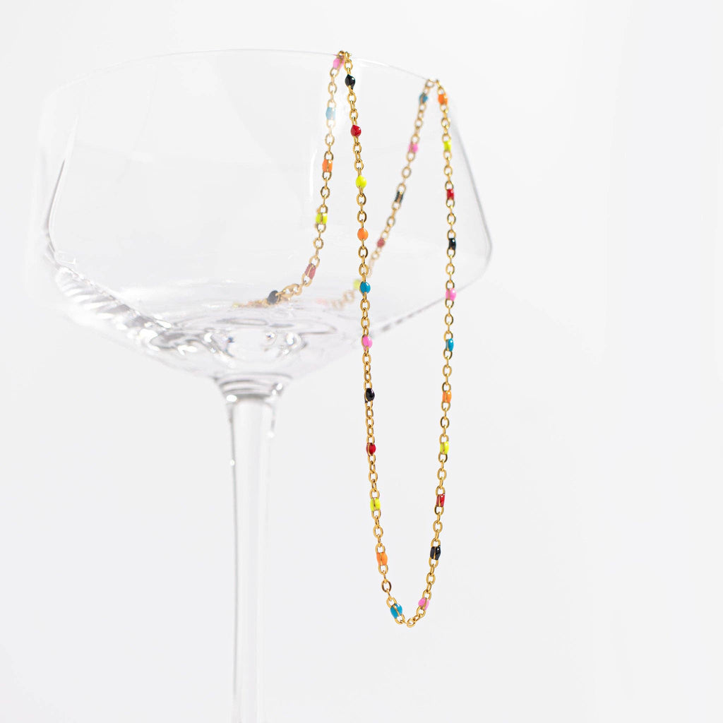 18K Gold PVD Stainless Steel Multi Confetti Chain Necklace