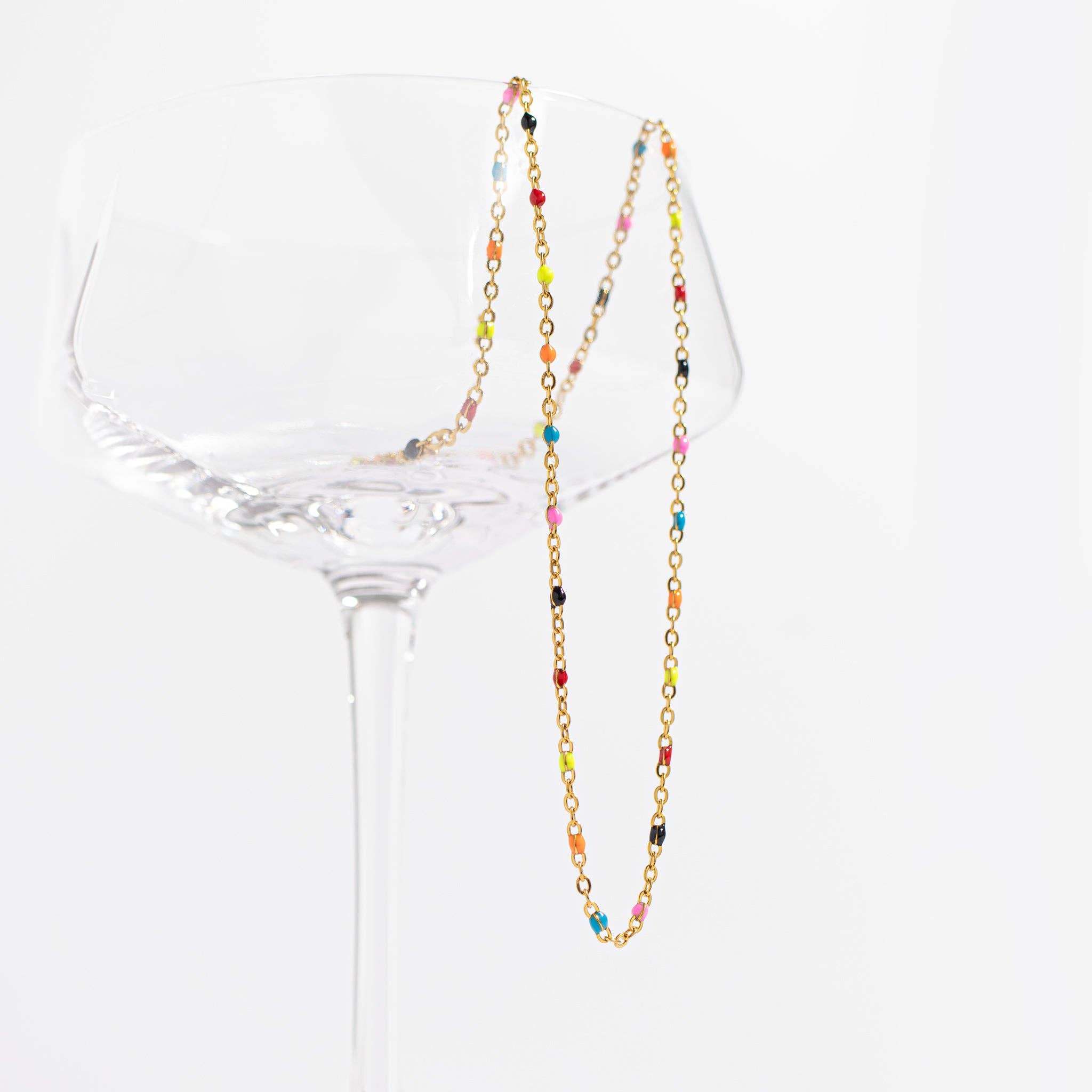 18K Gold PVD Stainless Steel Multi Confetti Chain Necklace