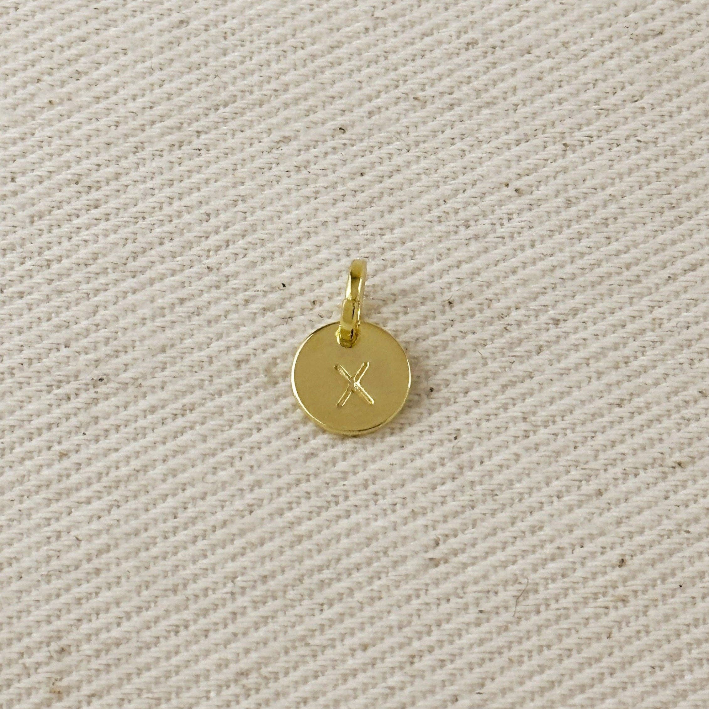 Stamped Tiny Initial Letter Charm in 18k Gold Filled Complete Alphabet