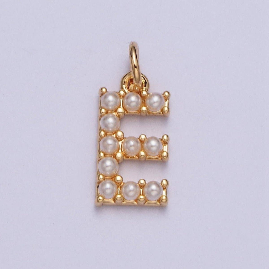 Mini Alphabet Pearl Charm Tiny Pearl Initial Charm 16K Gold Filled Charm for Personalized Jewelry | A-313-A-325