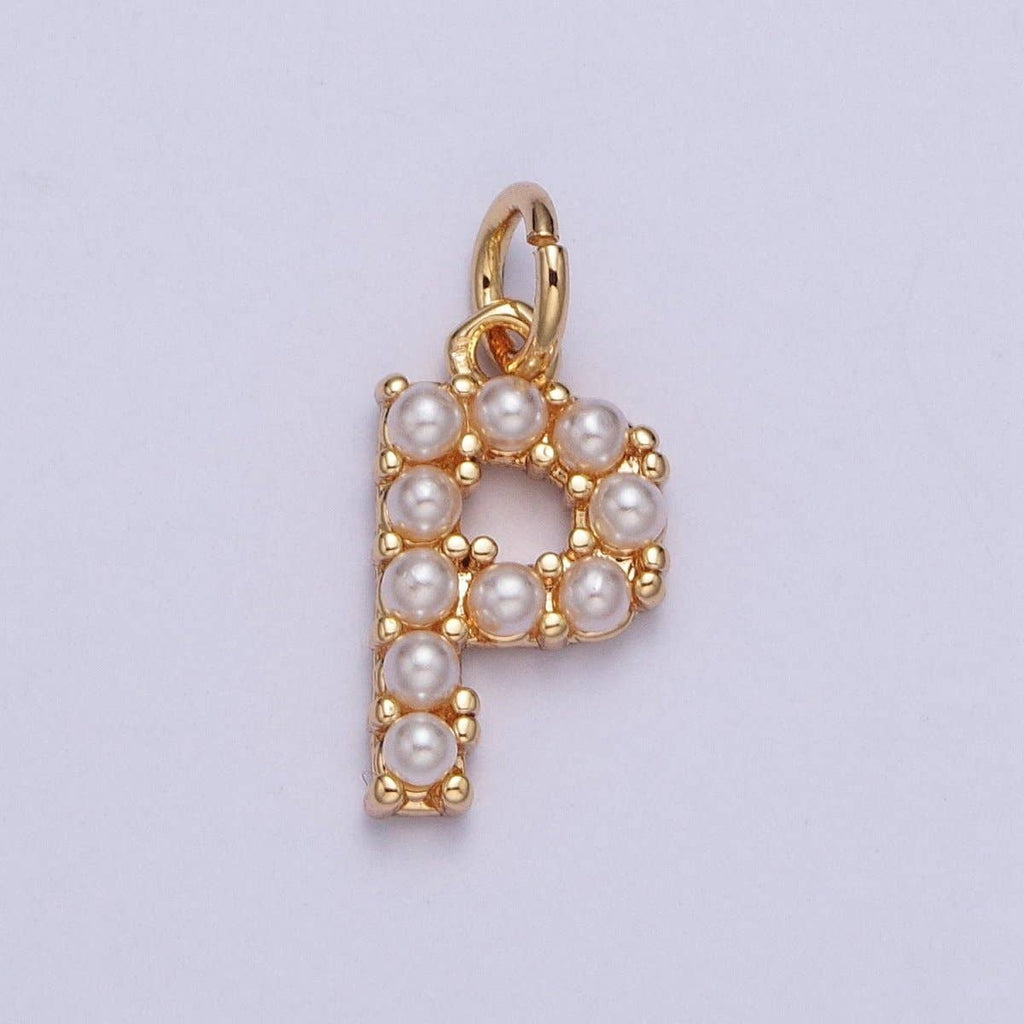 Mini Alphabet Pearl Charm Tiny Pearl Initial Charm 16K Gold Filled Charm for Personalized Jewelry | A-313-A-325