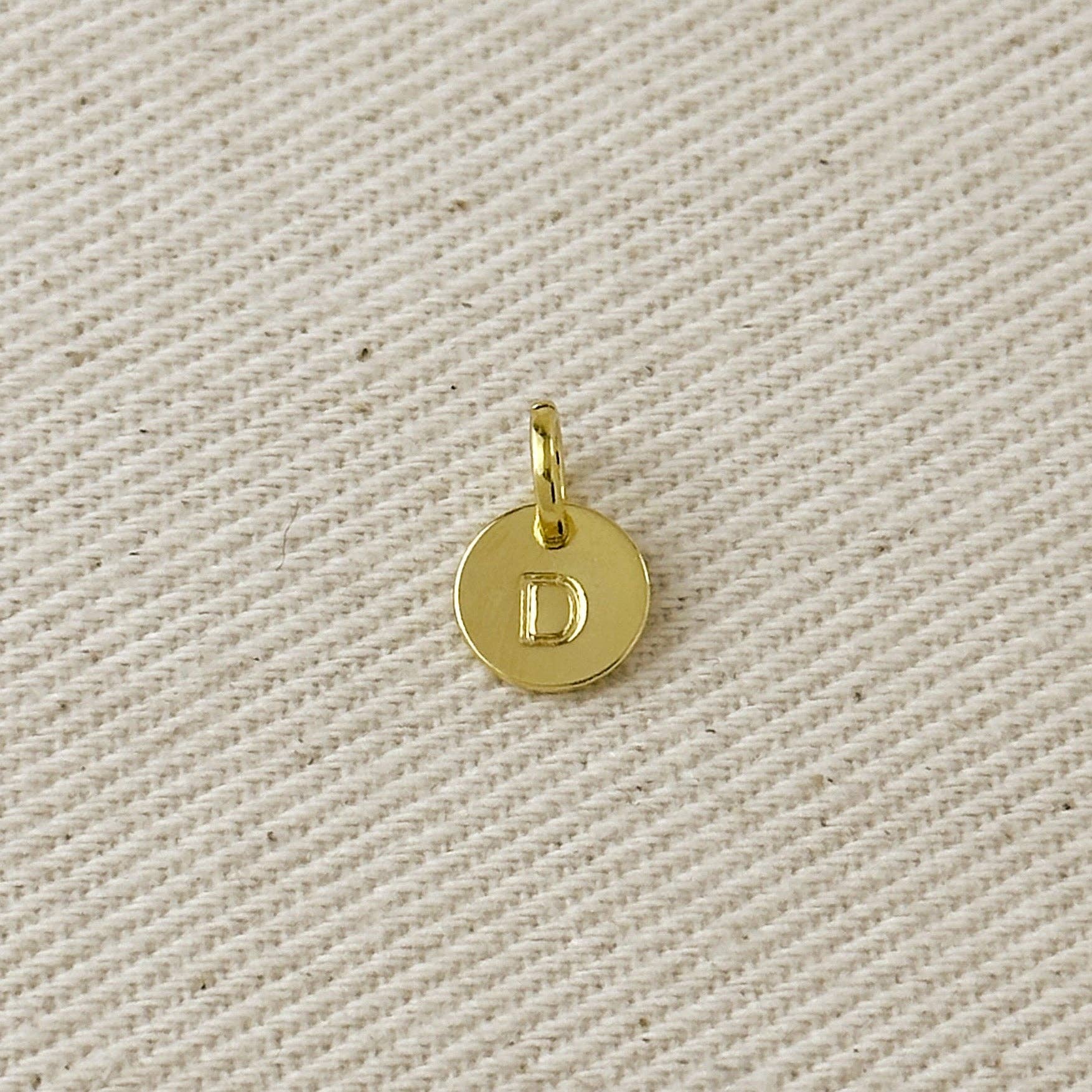 Stamped Tiny Initial Letter Charm in 18k Gold Filled Complete Alphabet