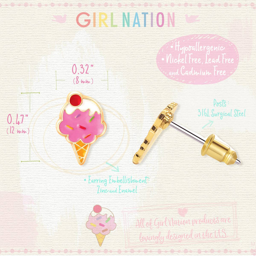Ice Cream Dream | Cutie Stud Earrings | Hypoallergenic