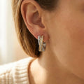 Two Tone Cz Pave Layered Hoop Earrings