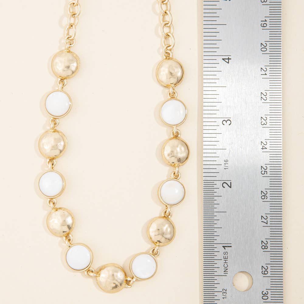 Mother Of Pearl And Hammered Dome Necklace