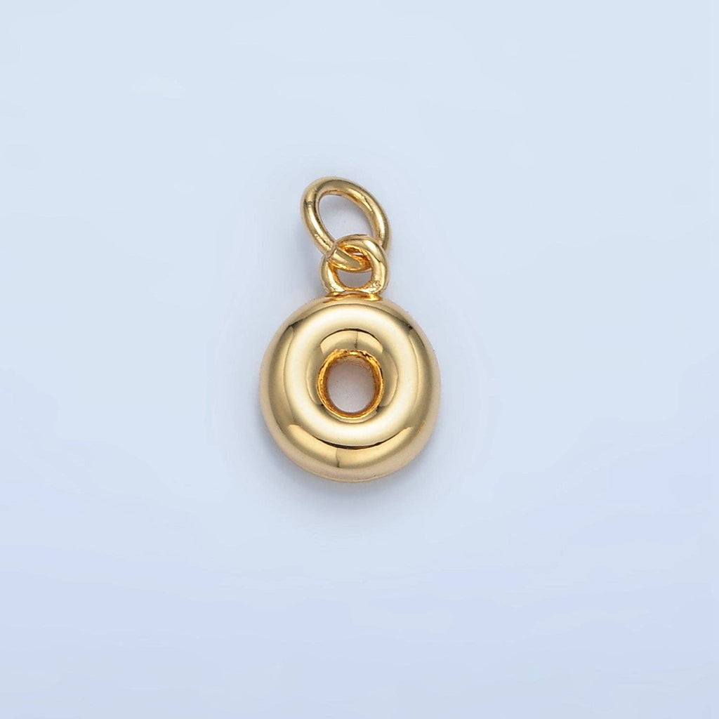 16K Gold Filled 10mm Initial Letter Chubby Balloon Mini Charm | A1591 - A1603