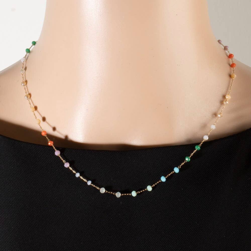 Assorted Dainty Bead Station Chain Necklace