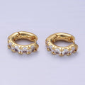 14K Gold Filled Clear CZ Rounded 17mm Huggie Earrings