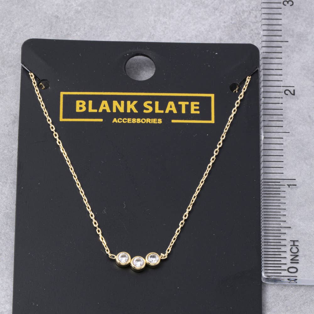 Gold Dipped Triple Bezel Cz Dainty Necklace