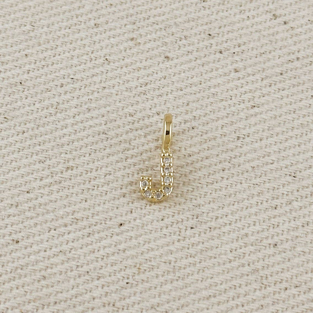 18k Gold filled Micro CZ Initial Letter Charm