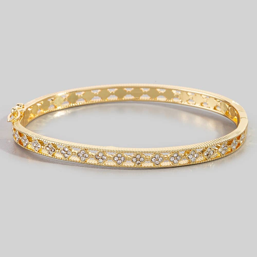 Cz Clover Bangle Bracelet