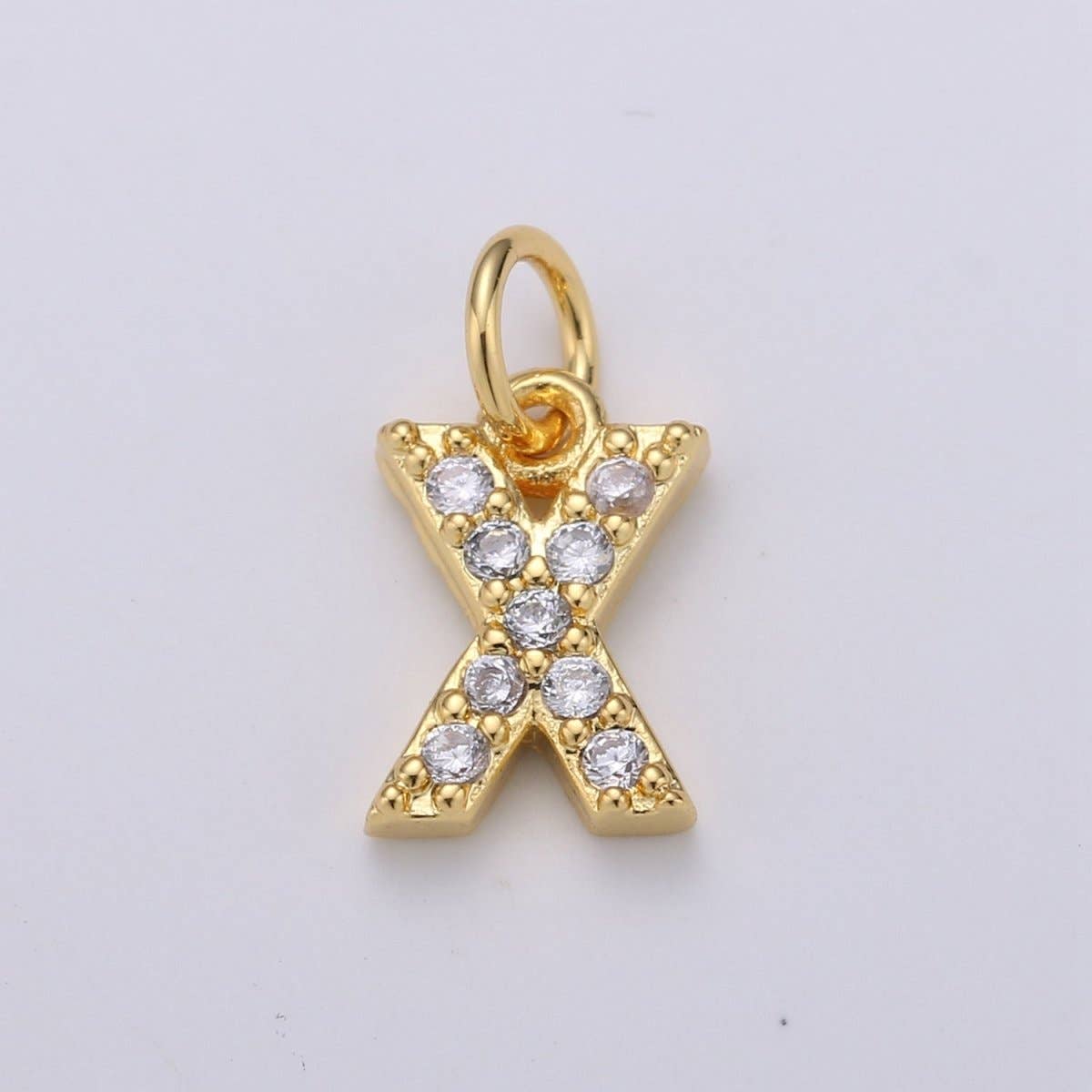 14k Gold Filled Tiny CZ Initial, Letter Alphabet Micro Pave charms Dainty Gold Cubic Pendant Charm for Necklace Bracelet Earring Add on A-099 to A-111