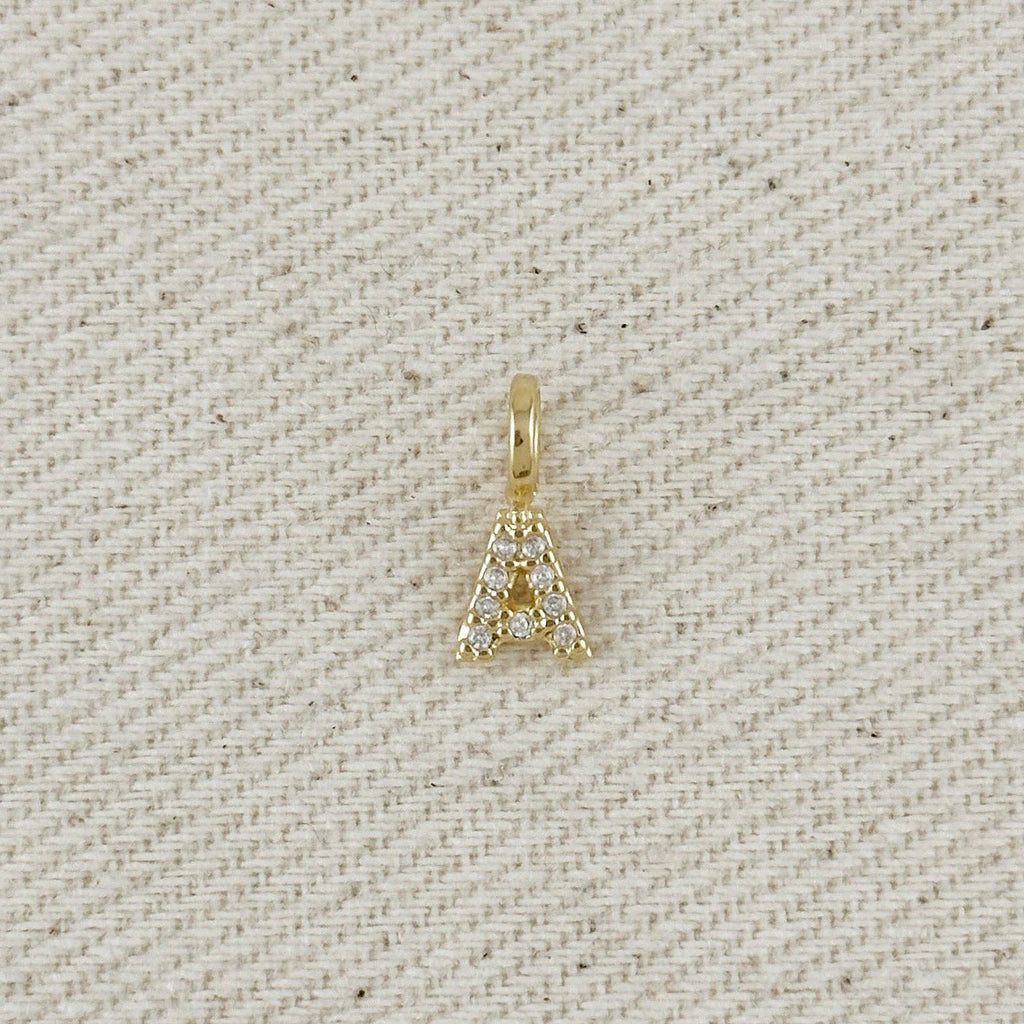 18k Gold filled Micro CZ Initial Letter Charm