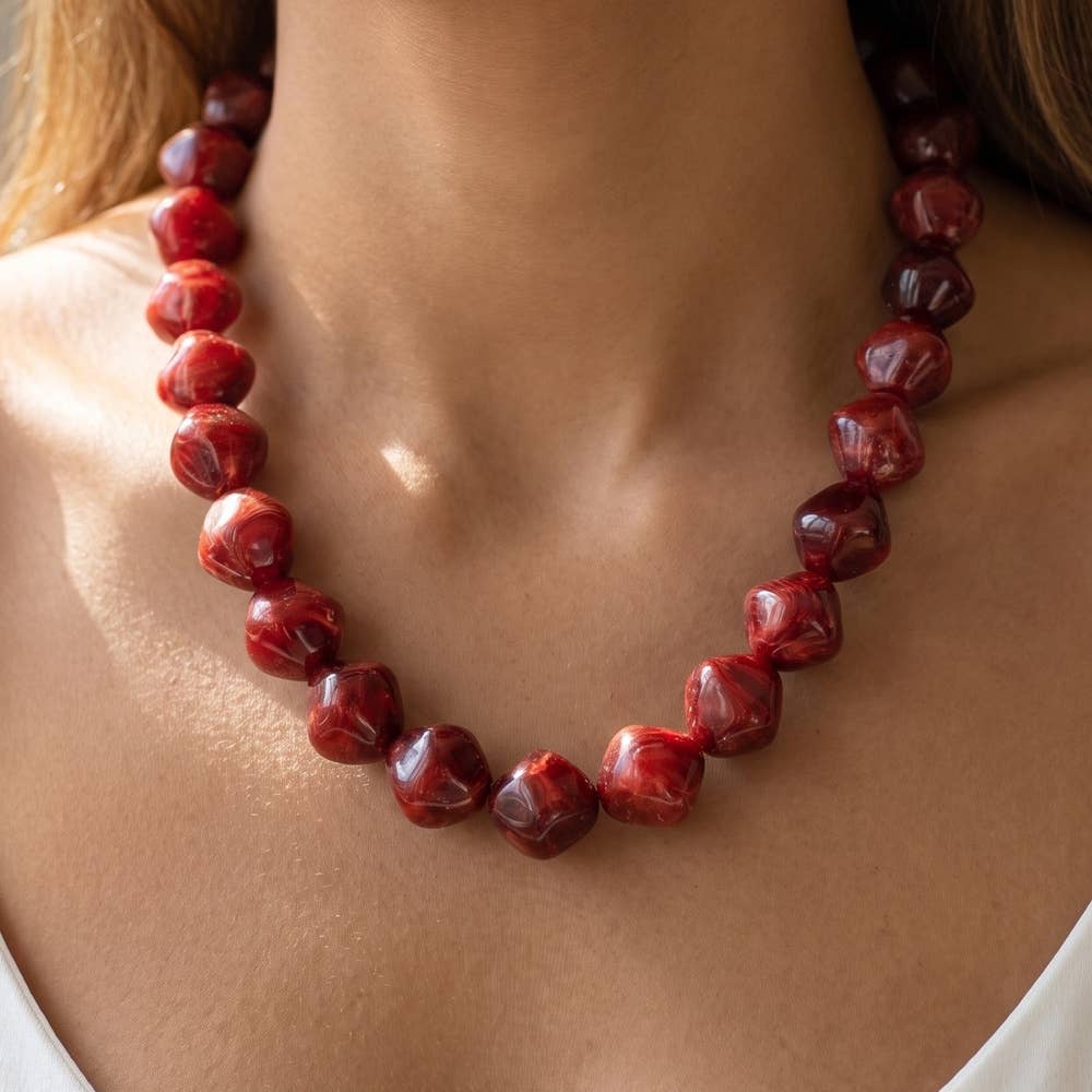 Irregular Marble Resin Beaded Necklace