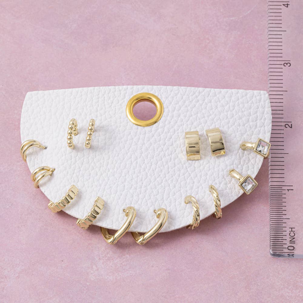 Cz And Heart Huggie Hoop 8 Pair Earring Set