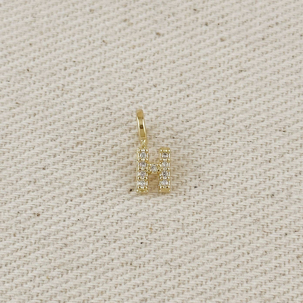 18k Gold filled Micro CZ Initial Letter Charm