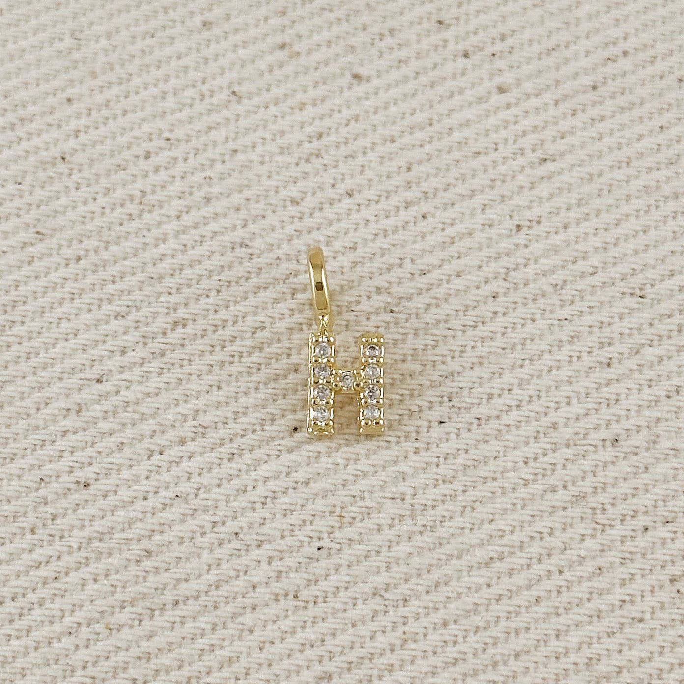 18k Gold filled Micro CZ Initial Letter Charm