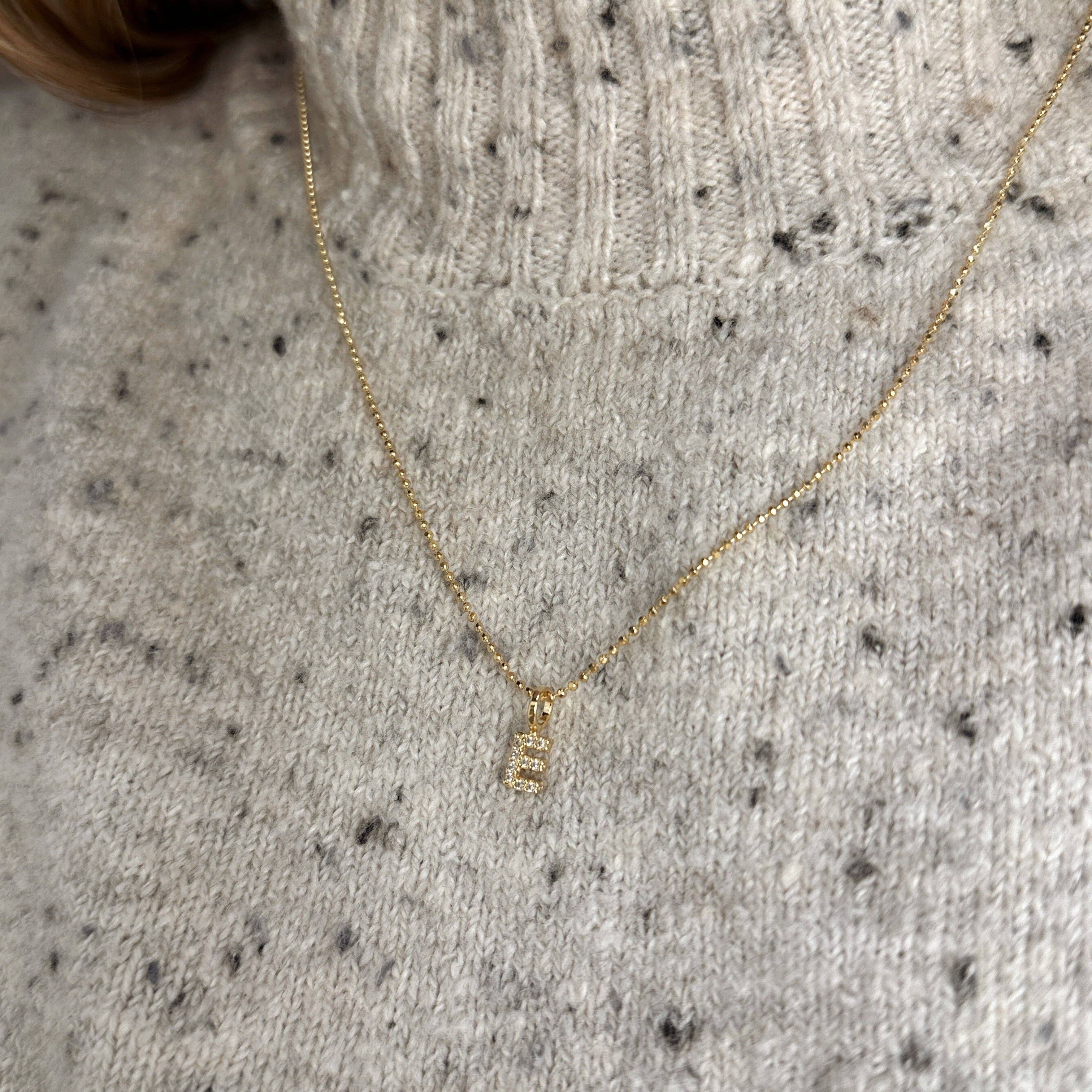 18k Gold filled Micro CZ Initial Letter Charm
