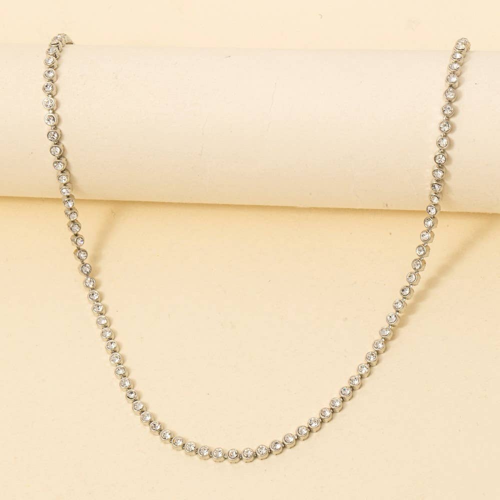Gold Dipped Cz Tennis Chain Necklace