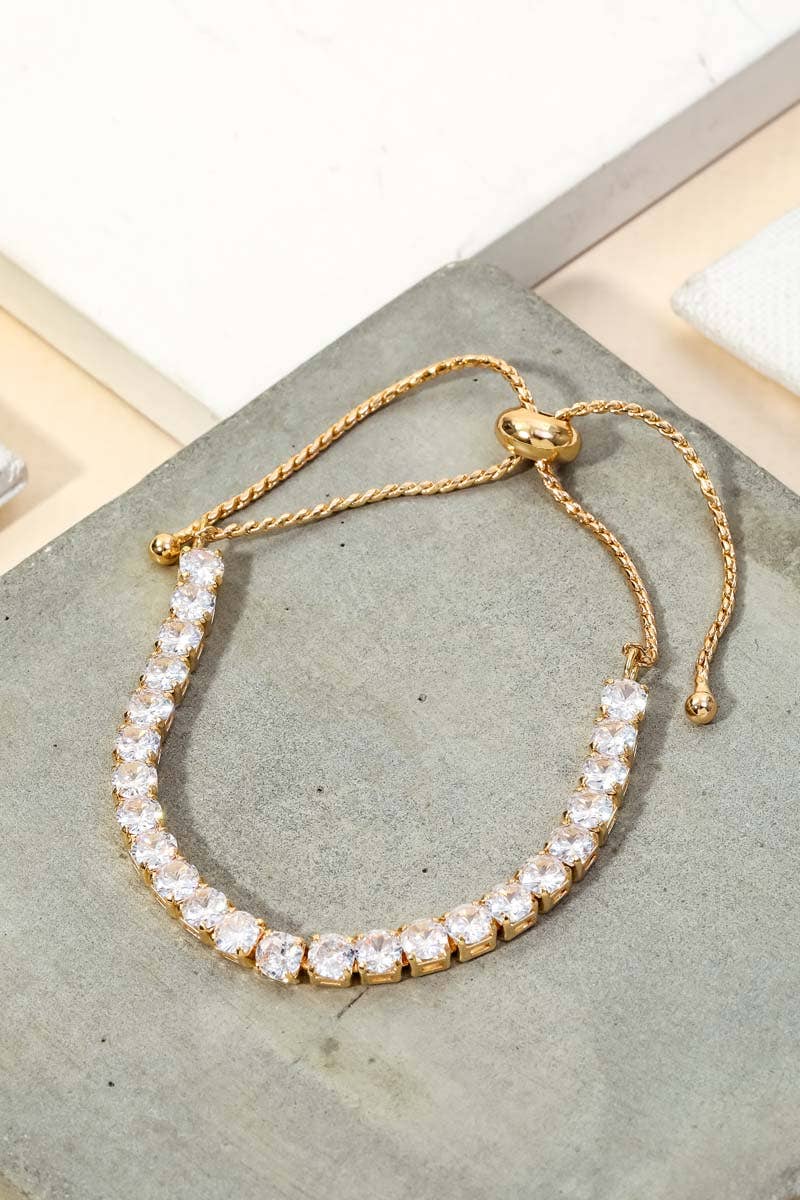 Pave Tennis Cz Adjustable Bracelet