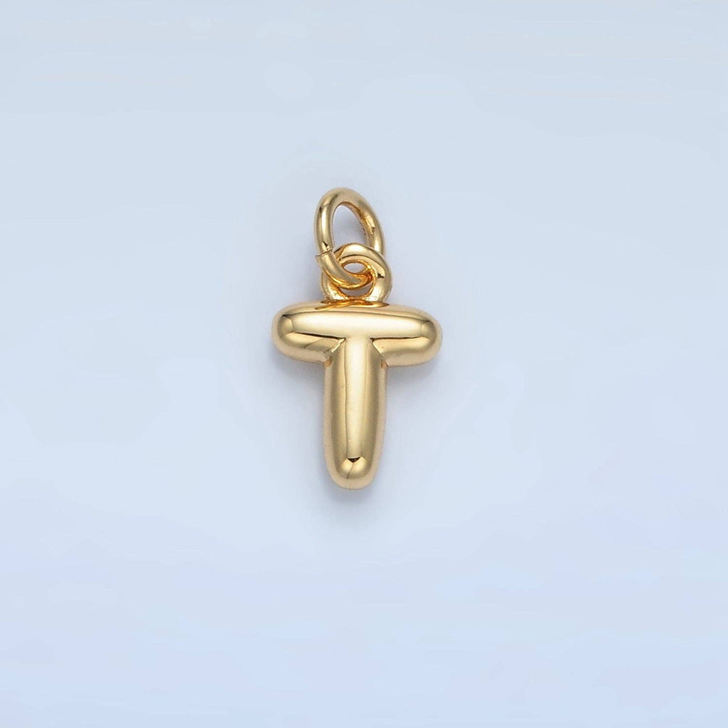 16K Gold Filled 10mm Initial Letter Chubby Balloon Mini Charm | A1591 - A1603
