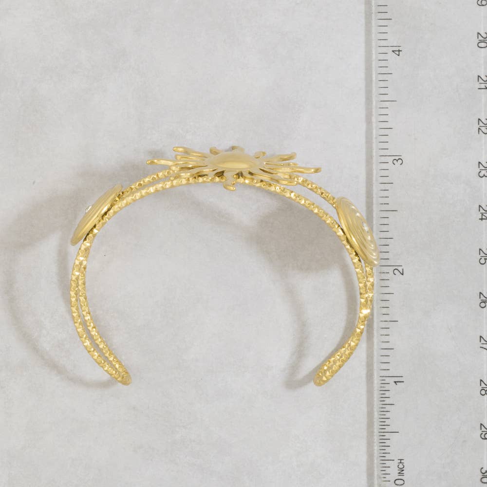 Stainless Steel Celestial Sun Cuff Bracelet