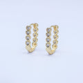 14K Gold Filled Heart CZ Bezel Oblong U-Shaped Hoop Earrings | AB991