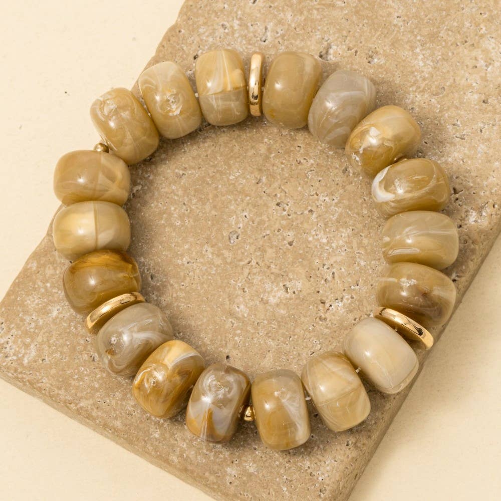 Multi Color Resin Beads Stretch Bracelet