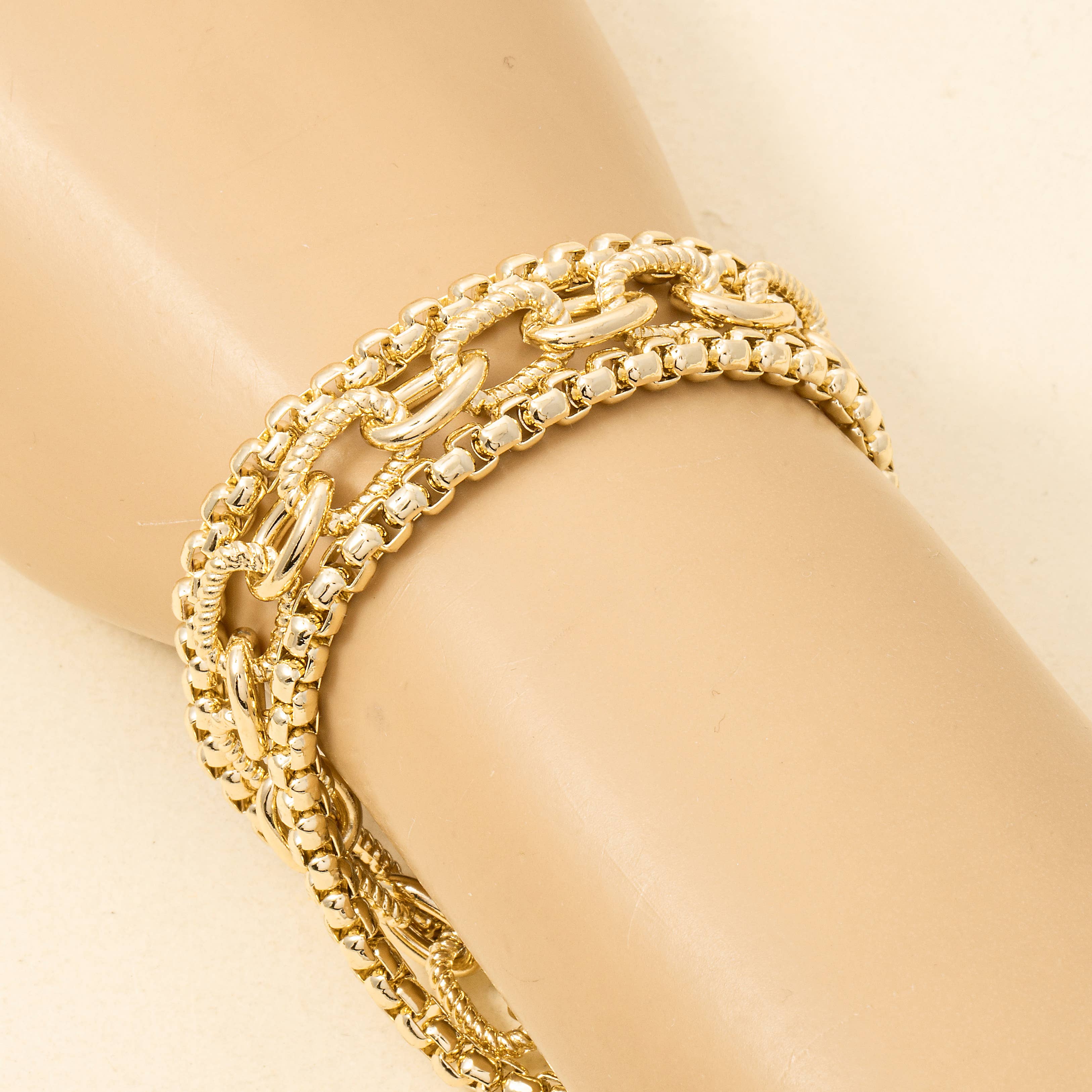 Assorted Chains Magnetic Lock Gold Plated Bracelet