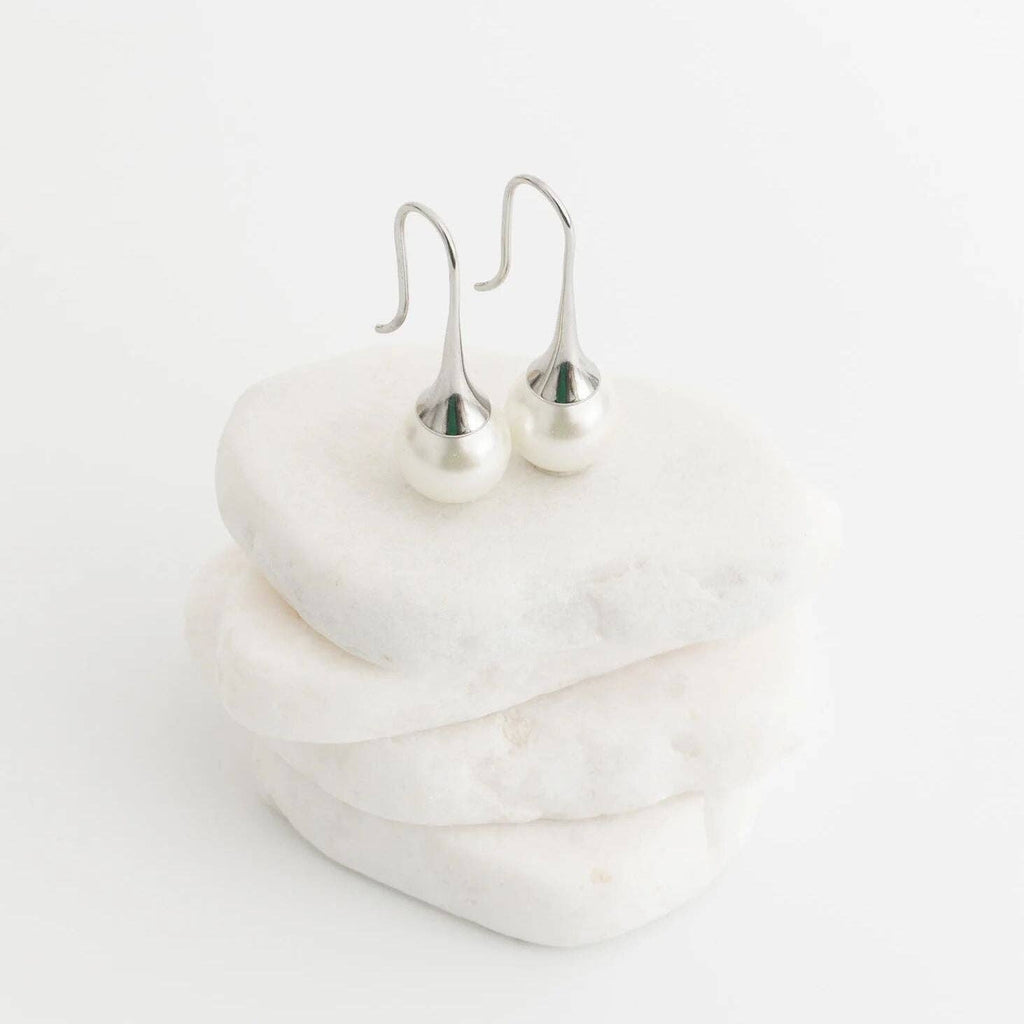 18K Gold PVD Stainless Steel Large Pearl Drop Earrings