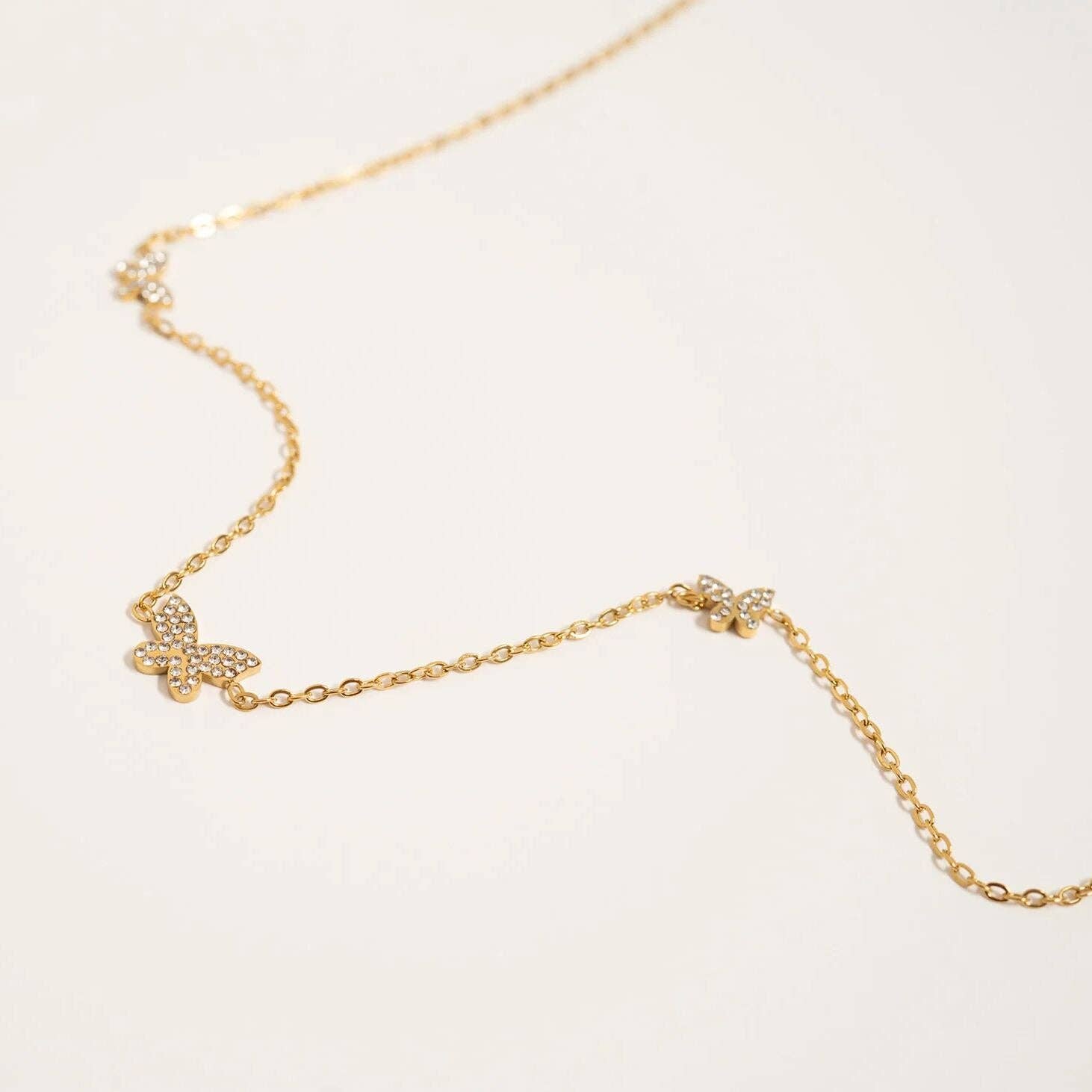 18K Gold Stainless Steel Butterfly Necklace