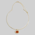 Oval Semi Stone Pendant Omega Wire Collar Necklace