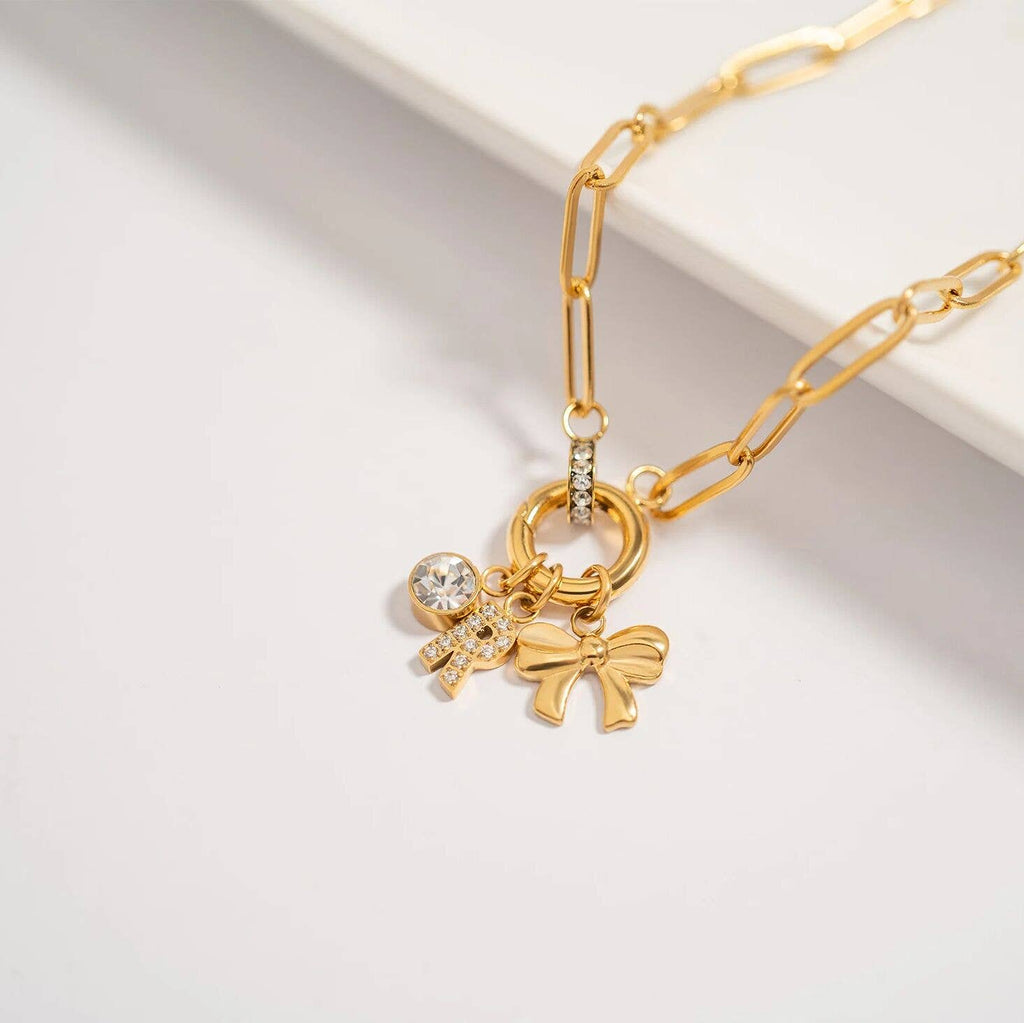 Gold Pavé Set CZ Initial Letter Charms