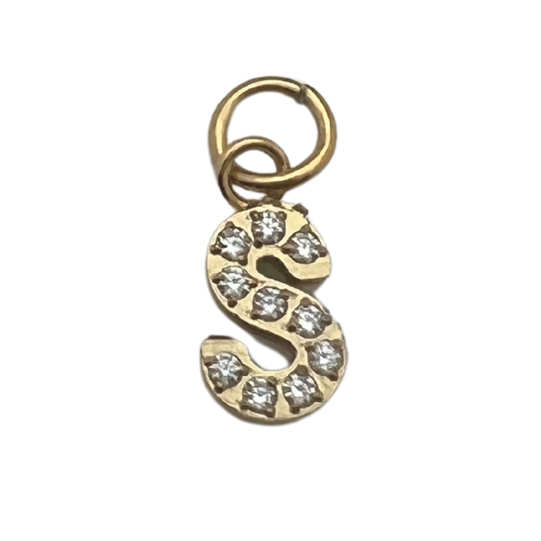 Gold Pavé Set CZ Initial Letter Charms