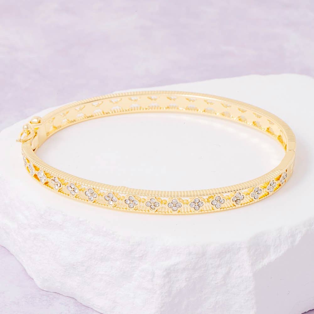 Cz Clover Bangle Bracelet