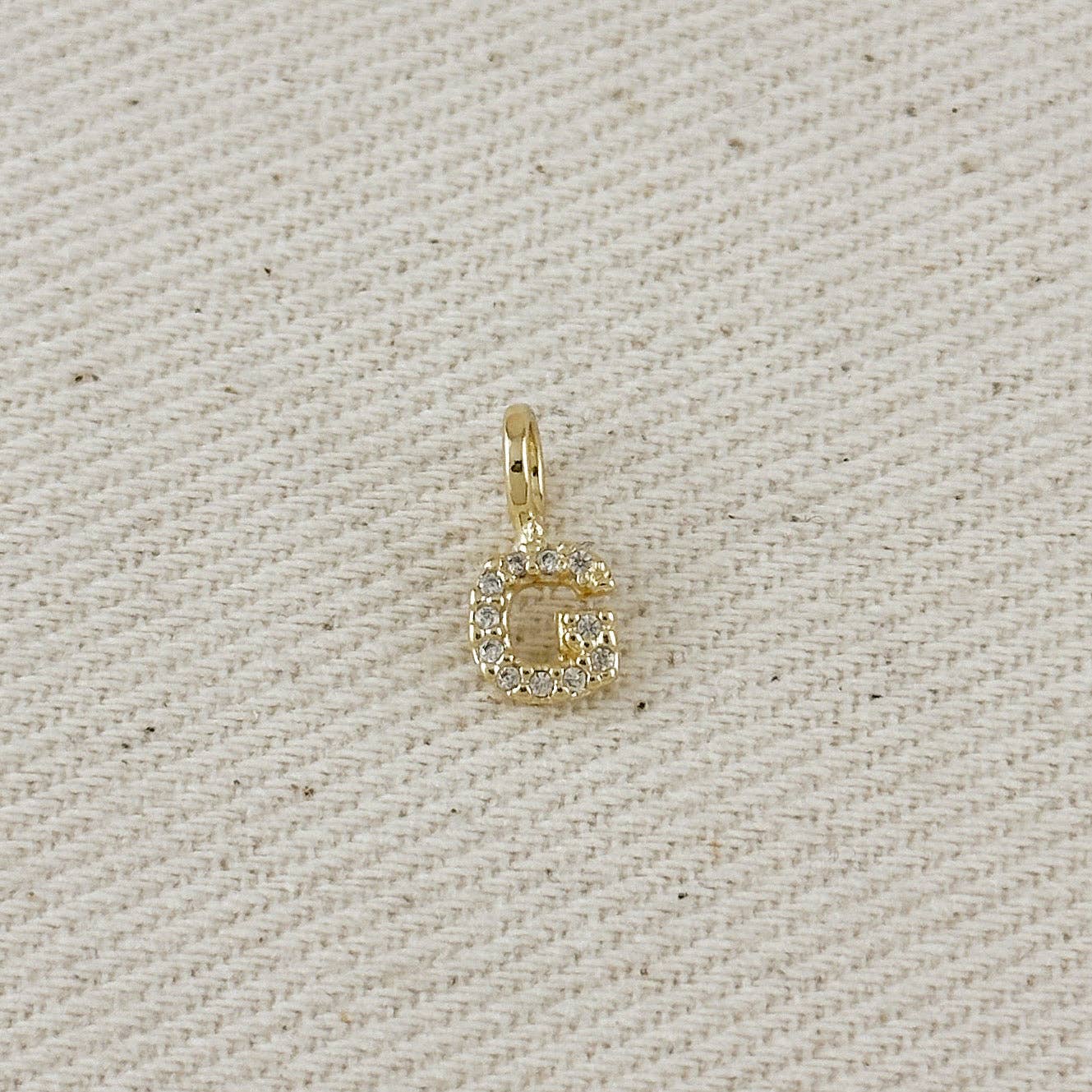 18k Gold filled Micro CZ Initial Letter Charm