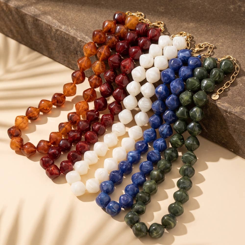 Irregular Marble Resin Beaded Necklace