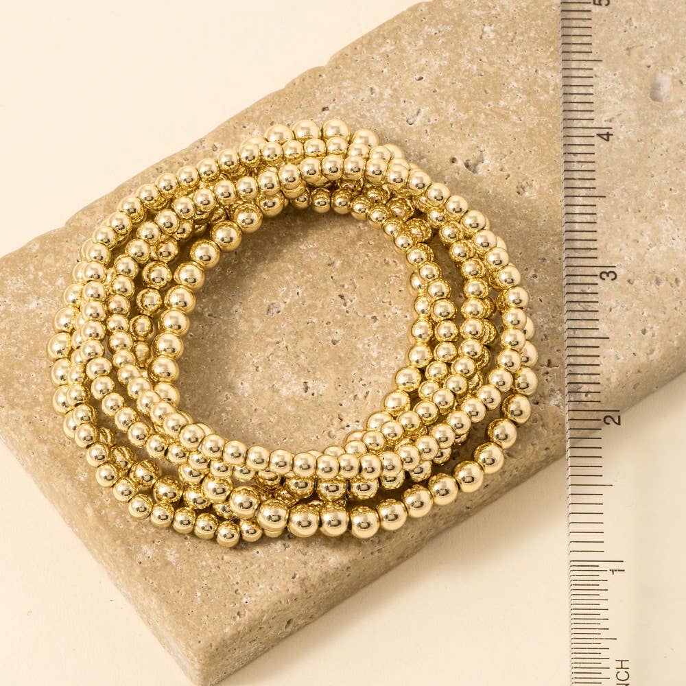 Gold Dipped Ball Bead Bracelet Set