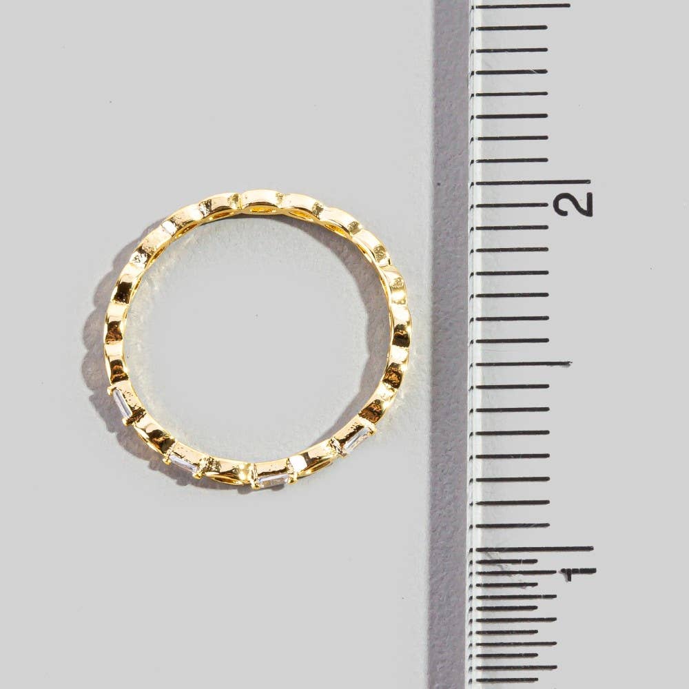 Gold Dipped Delicate Baguette Chain Ring