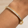 Stainless Steel Baguette Cz Channel Bangle Bracelet