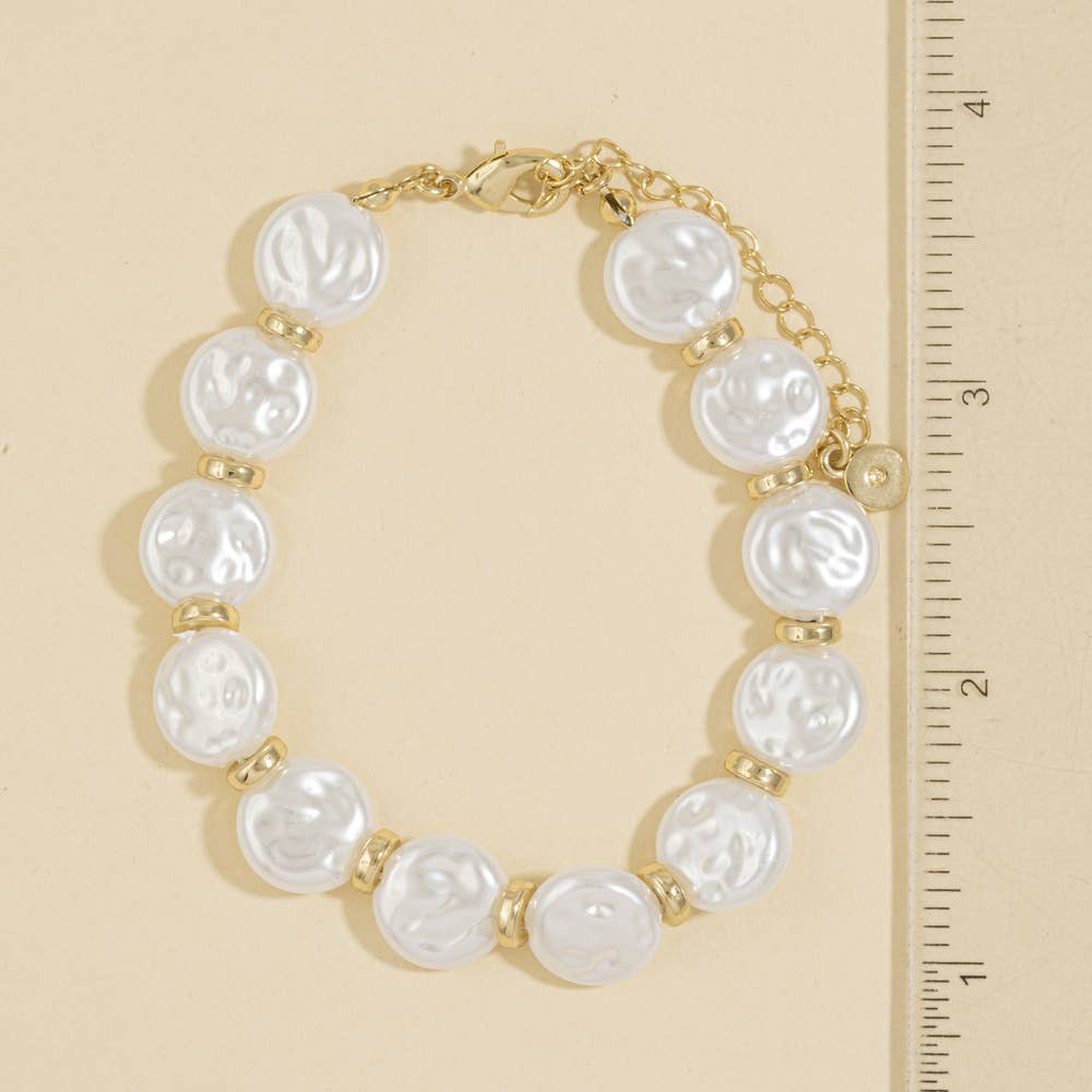Coin Pearl Beaded Station Bracelet