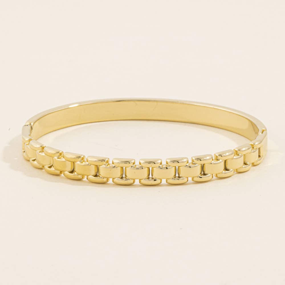 Watch Link Row Hinged Bangle Bracelet